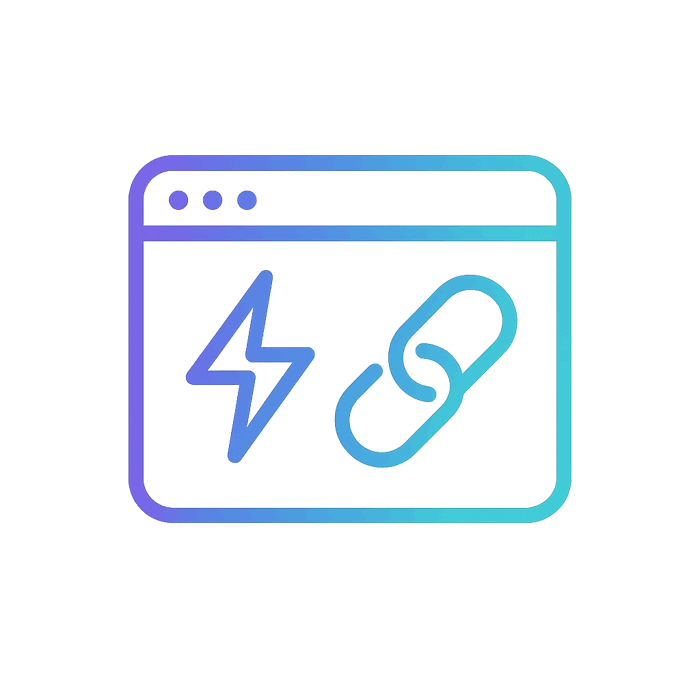 A browser window with a lightning bolt and a link symbol